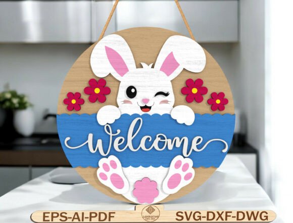 Bunny Welcome Round Sign SVG Review