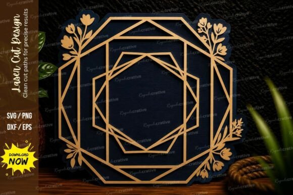 Floral Geometric Frame Laser Cut Svg Des Review