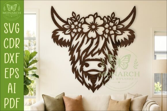 Floral Highland Cow Wall Sign SVG Decor Review