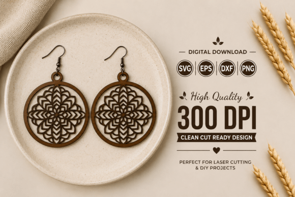 Geometric Floral Earrings SVG Laser Cut Review