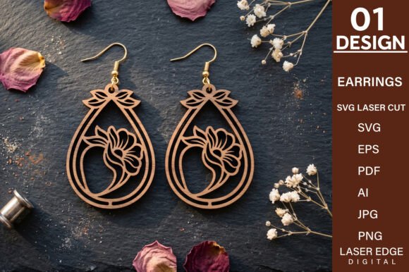 Strawberry Floral Earrings SVG File