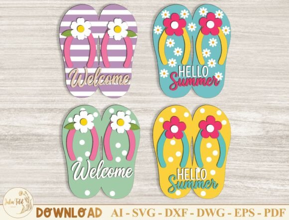 Summer Flip Flop Door Hanger SVG Bundle